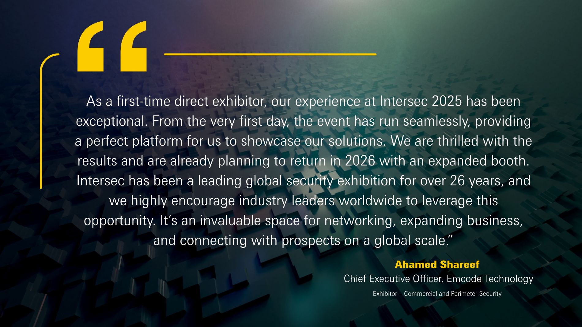 Intersec Exhibitor Testimonial - 10