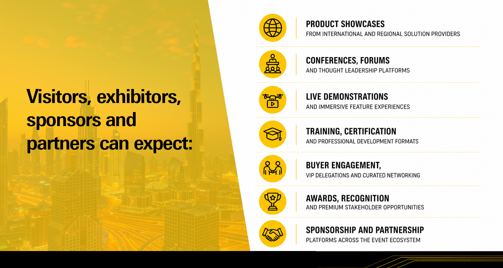 Visitors, exhibitors, sponsors and partners can expect: